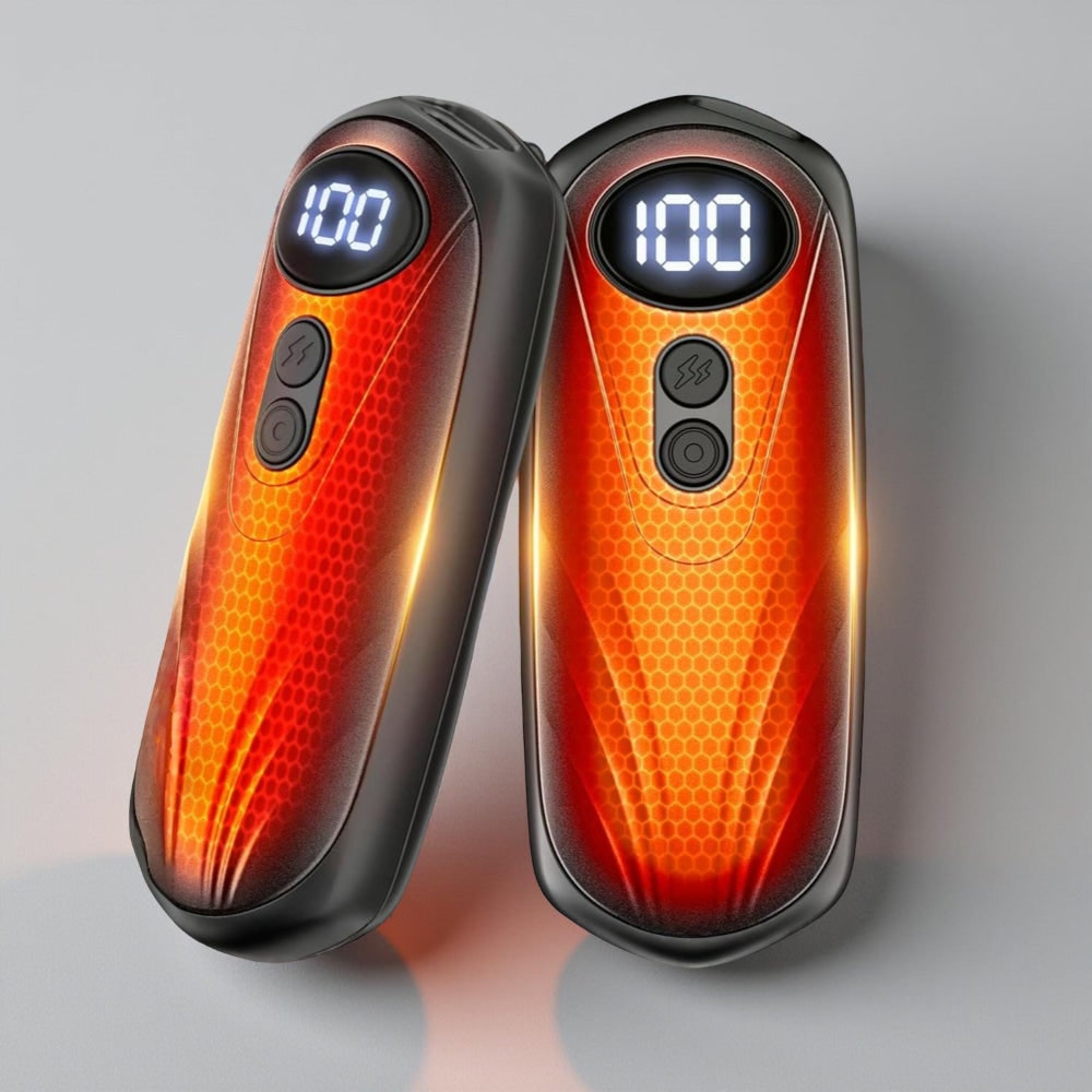USB Hand Warmers 5-Heat LED Display Pocket Heaters Rechargeable Set 2-Pack for Skiing Winter Commute | Thomler