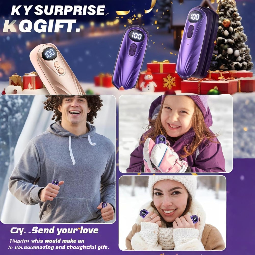 USB Hand Warmers 5-Heat LED Display Pocket Heaters Rechargeable Set 2-Pack for Skiing Winter Commute | Thomler