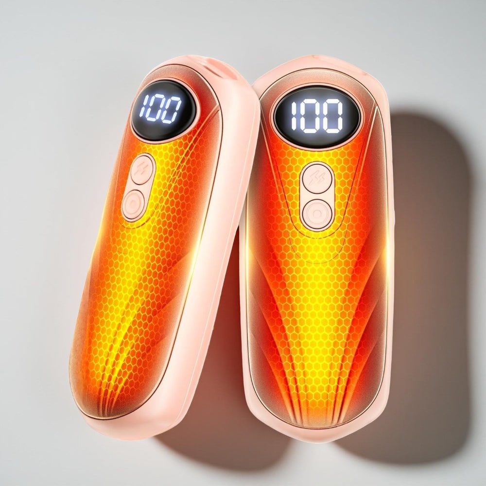 USB Hand Warmers 5-Heat LED Display Pocket Heaters Rechargeable Set 2-Pack for Skiing Winter Commute | Thomler