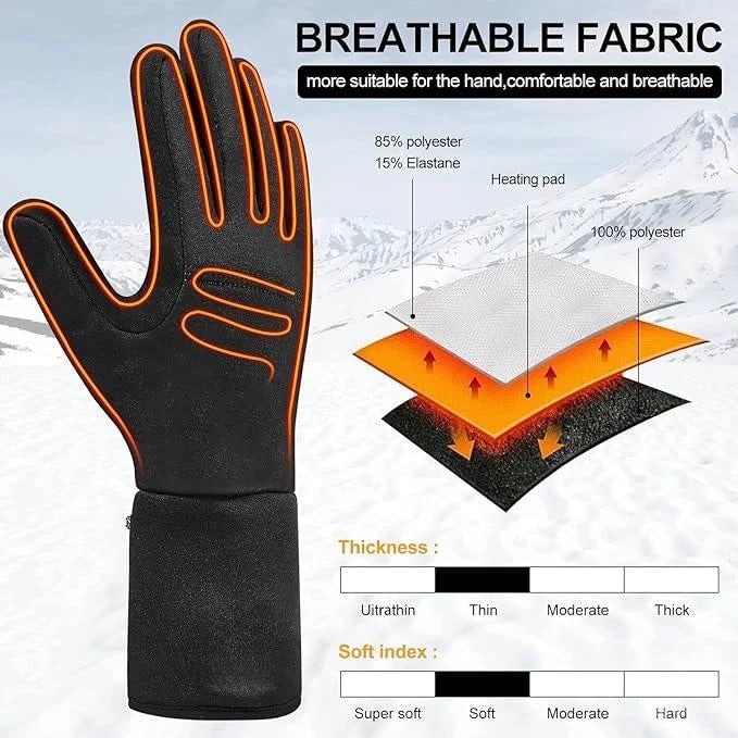 Battery-Powered Warming Glove Inserts with Controlled Heat Settings & Secure Power Pocket | Thomler