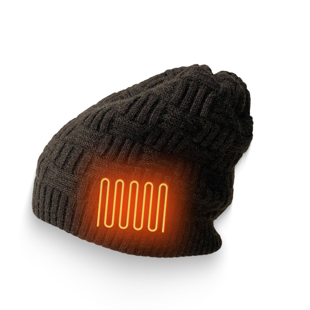 Rechargeable Electric Heated Knit Beanie with Built-In 3400mAh Power Bank for Outdoor Winter Activities | Thomler