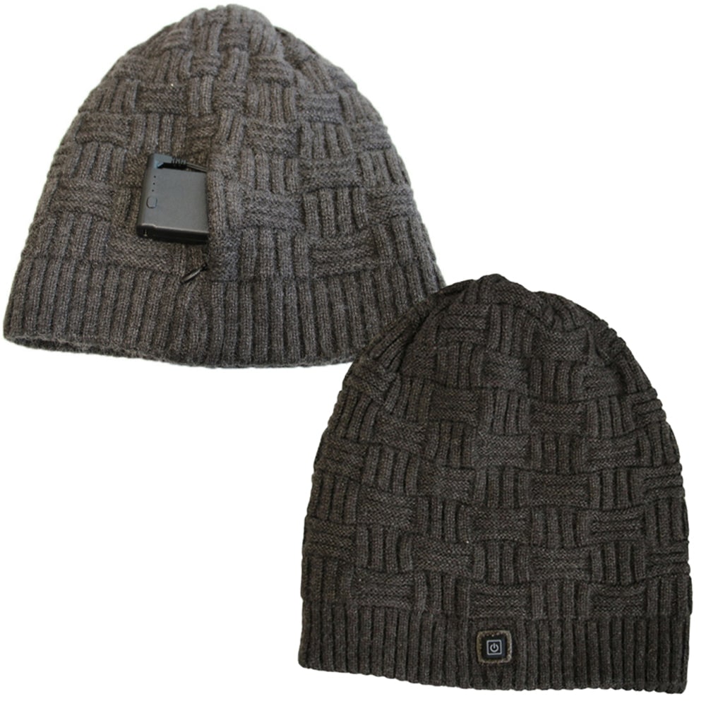 Rechargeable Electric Heated Knit Beanie with Built-In 3400mAh Power Bank for Outdoor Winter Activities | Thomler