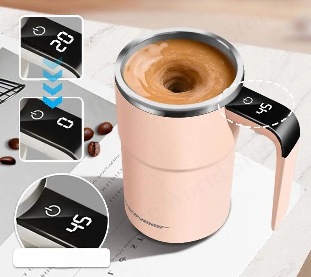 Self-Stirring Mug with Built-In Temperature Display – Auto-Mix Travel Cup for Coffee & More | Thomler