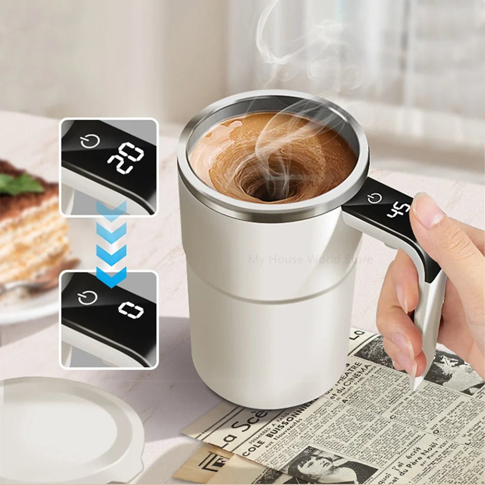 Self-Stirring Mug with Built-In Temperature Display – Auto-Mix Travel Cup for Coffee & More | Thomler