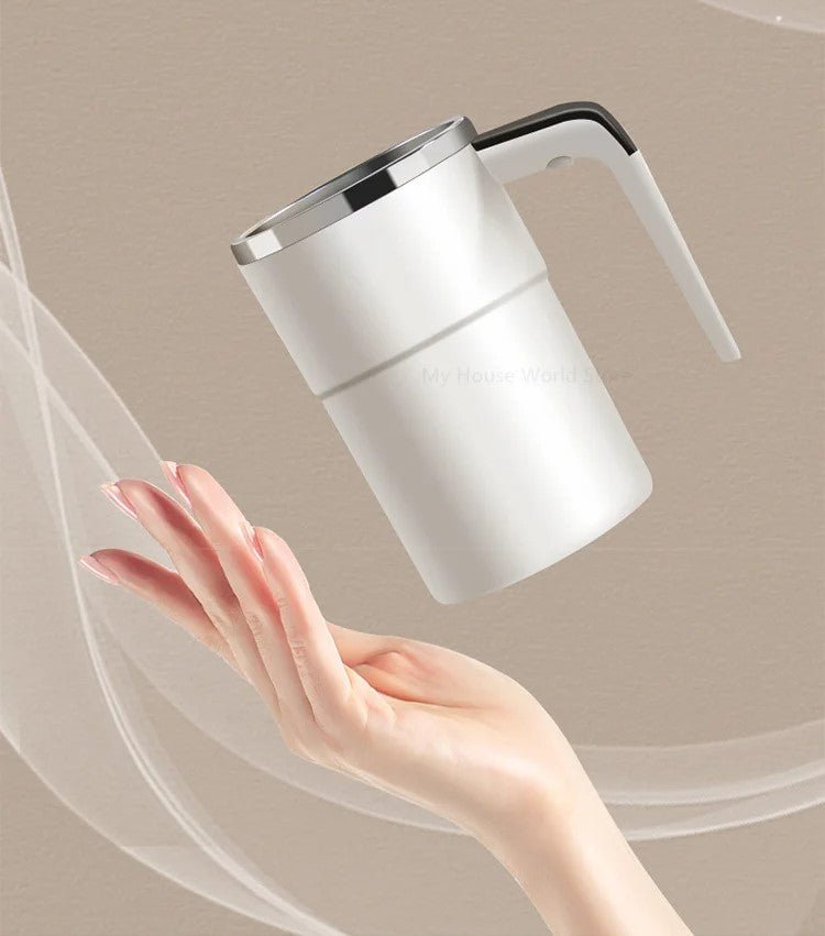 Automatic Battery-Powered Travel Mug with Magnetic Mixer & LED Temp Display for Hot Beverages Anywhere | Thomler
