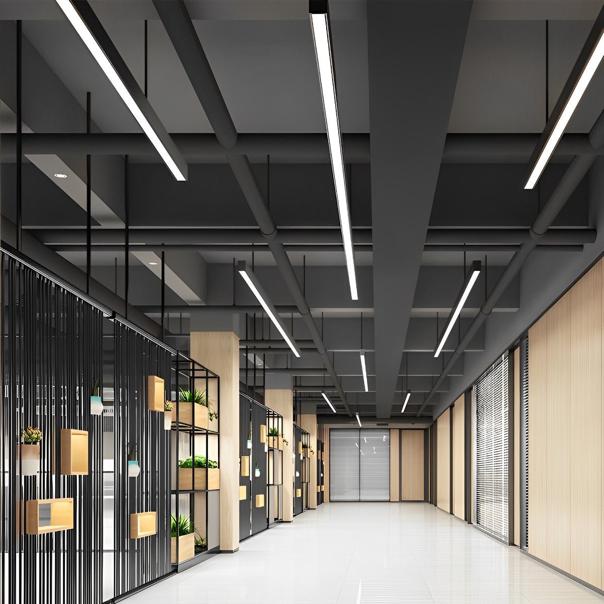 Commercial Linear LED Panel for Drop Ceiling | Office Workshop Retail Flush Mount Lighting Fixture | Hardwired Aluminum Housing | Thomler