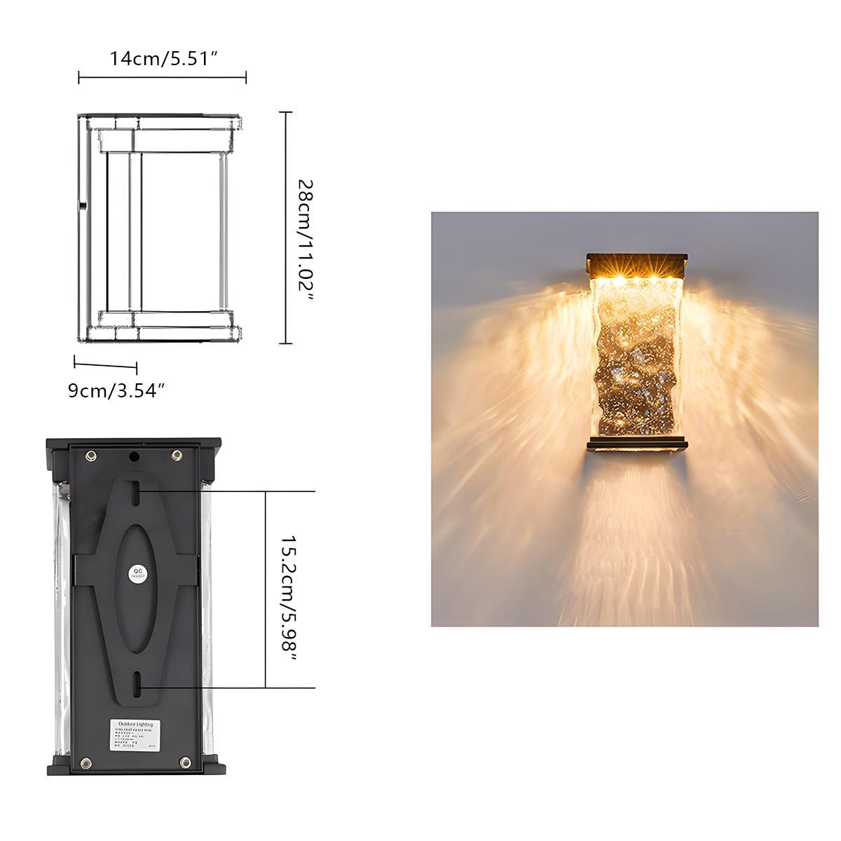 Wall Light Corrugated Glass 28.0 cm Dark Brown Outdoor Porch Patio LED Lamp | Thomler