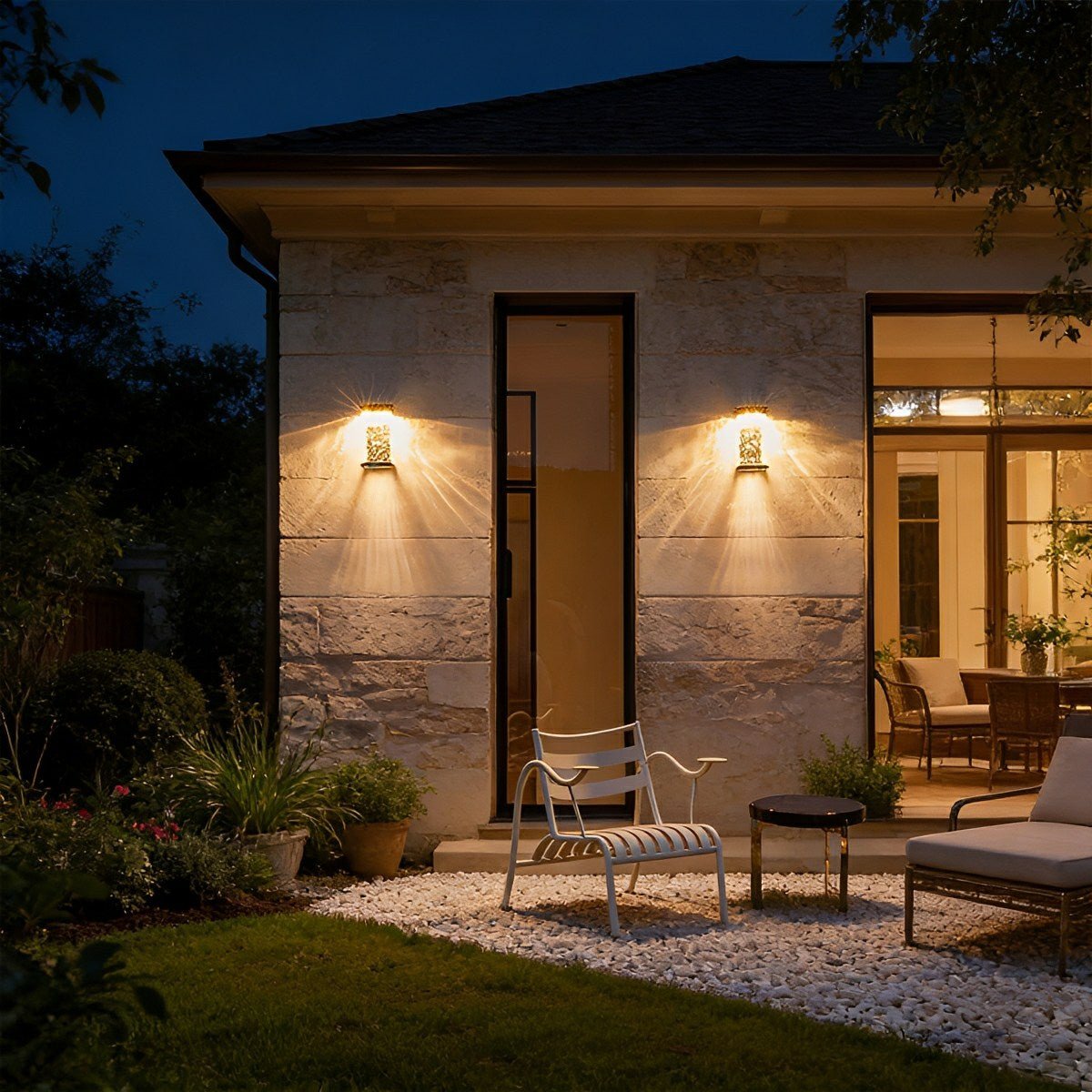 Wall Light Corrugated Glass 28.0 cm Dark Brown Outdoor Porch Patio LED Lamp | Thomler