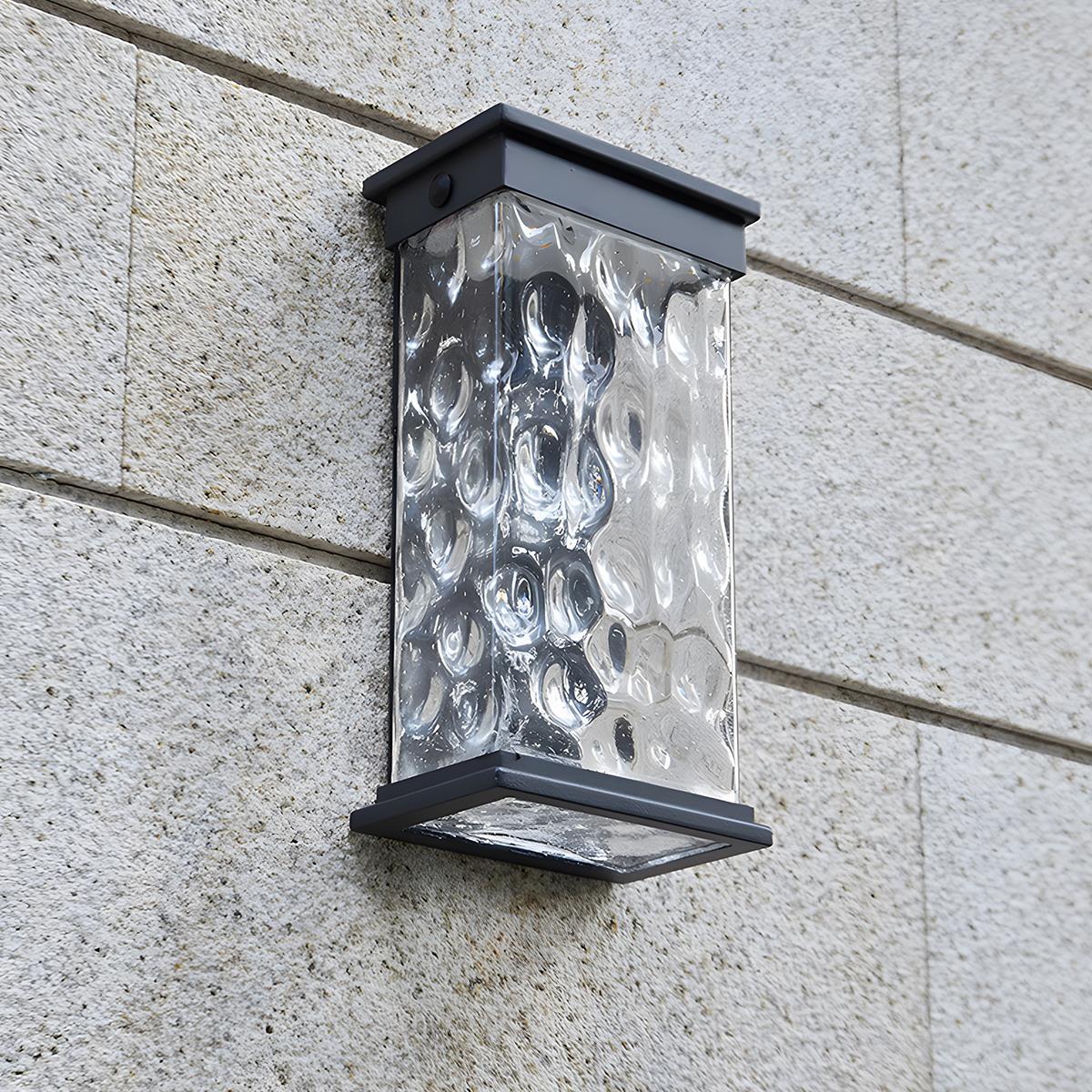 Wall Light Corrugated Glass 28.0 cm Dark Brown Outdoor Porch Patio LED Lamp | Thomler