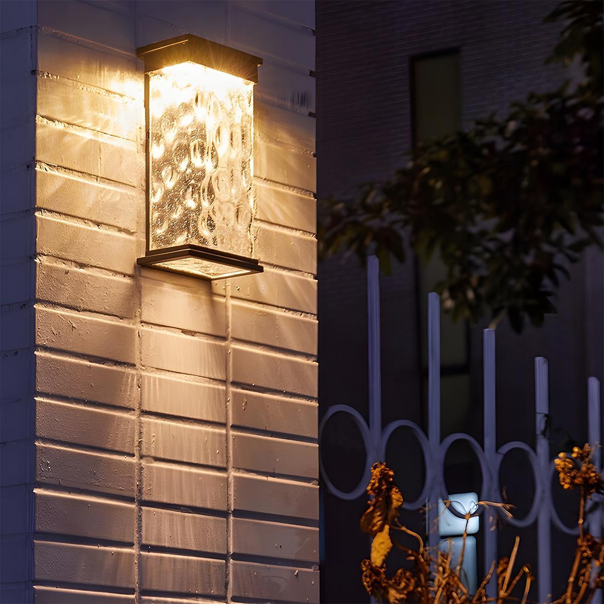 Wall Light Corrugated Glass 28.0 cm Dark Brown Outdoor Porch Patio LED Lamp | Thomler