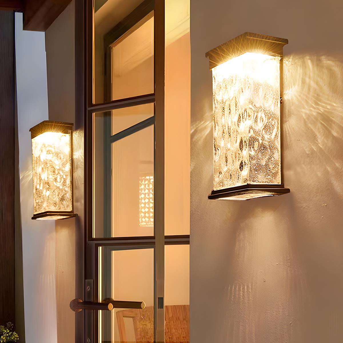 Wall Light Corrugated Glass 28.0 cm Dark Brown Outdoor Porch Patio LED Lamp | Thomler