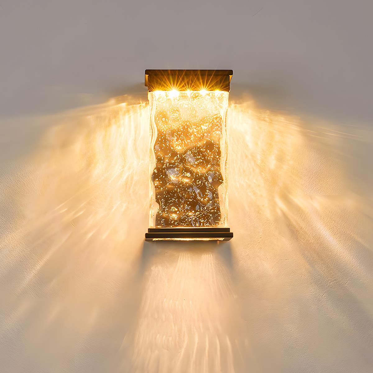 Wall Light Corrugated Glass 28.0 cm Dark Brown Outdoor Porch Patio LED Lamp | Thomler