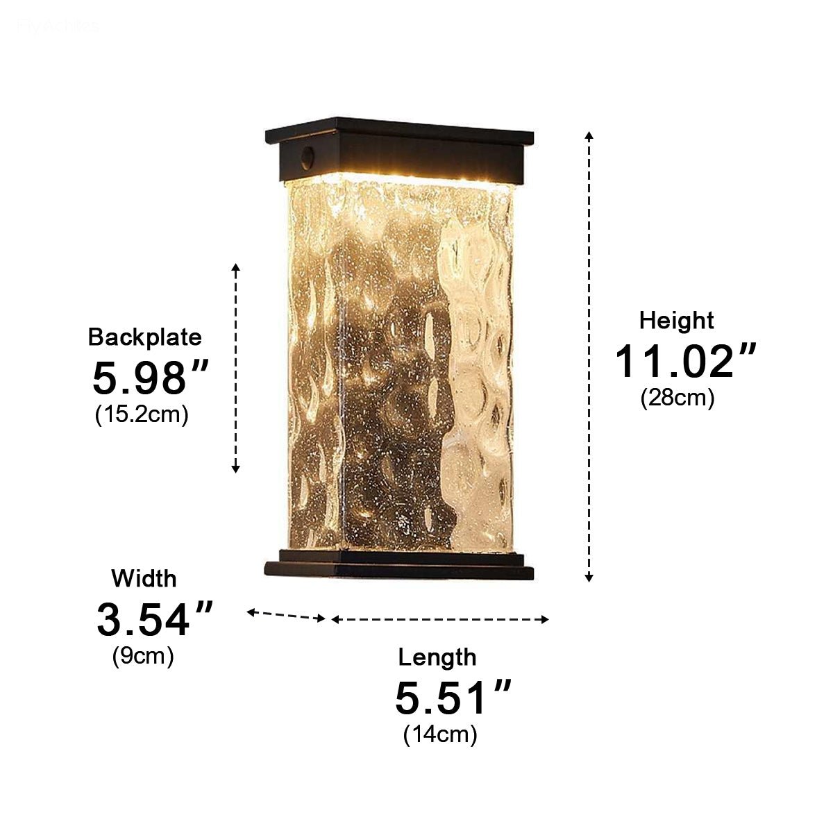 Contemporary Ripple Glass Outdoor Wall Sconce LED Weatherproof Fixture for Entryways & Gardens | Thomler