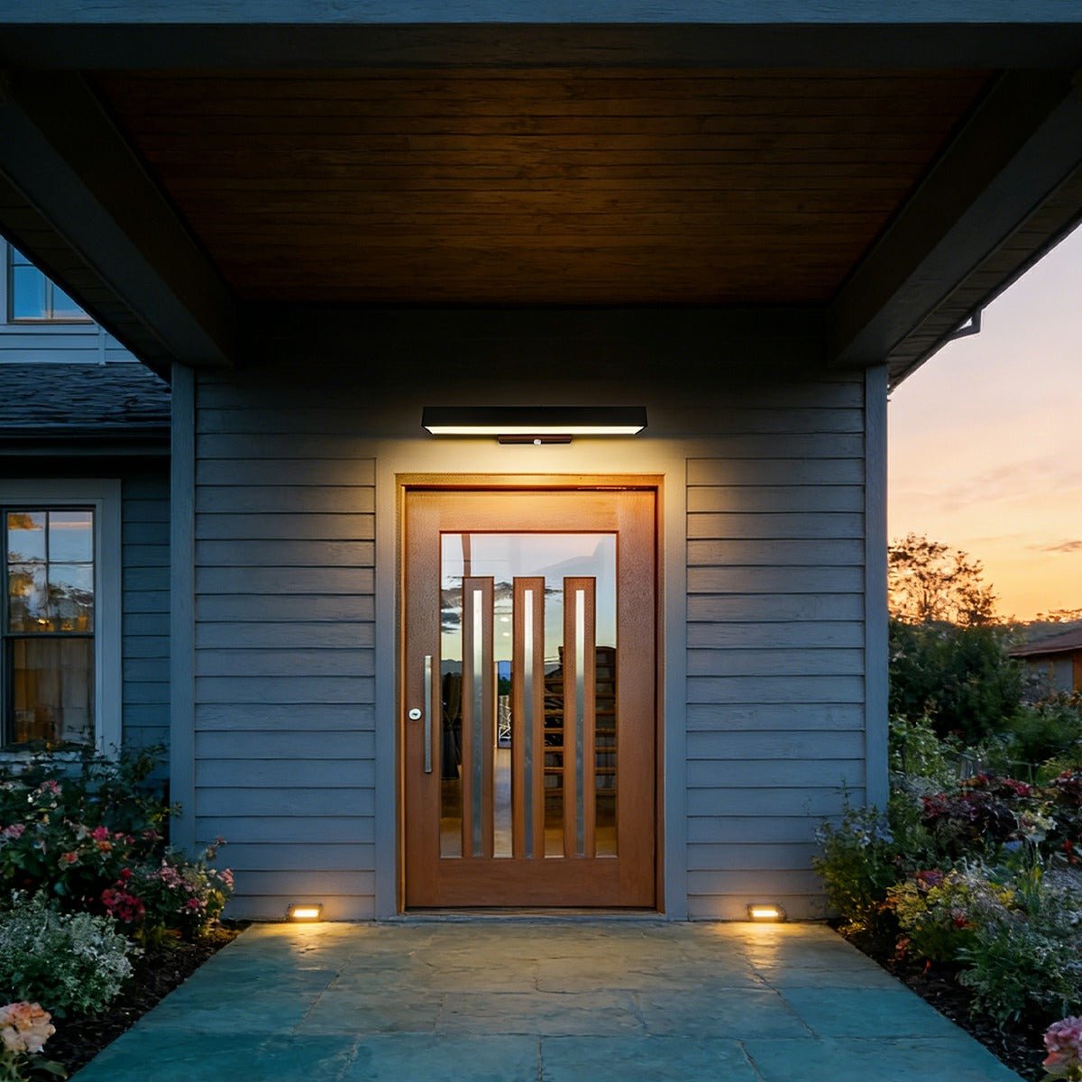 Wall Lamp Stainless Steel 12.6 in Black Outdoor Entrance LED Light Modern Minimalist Exterior Lighting | Thomler