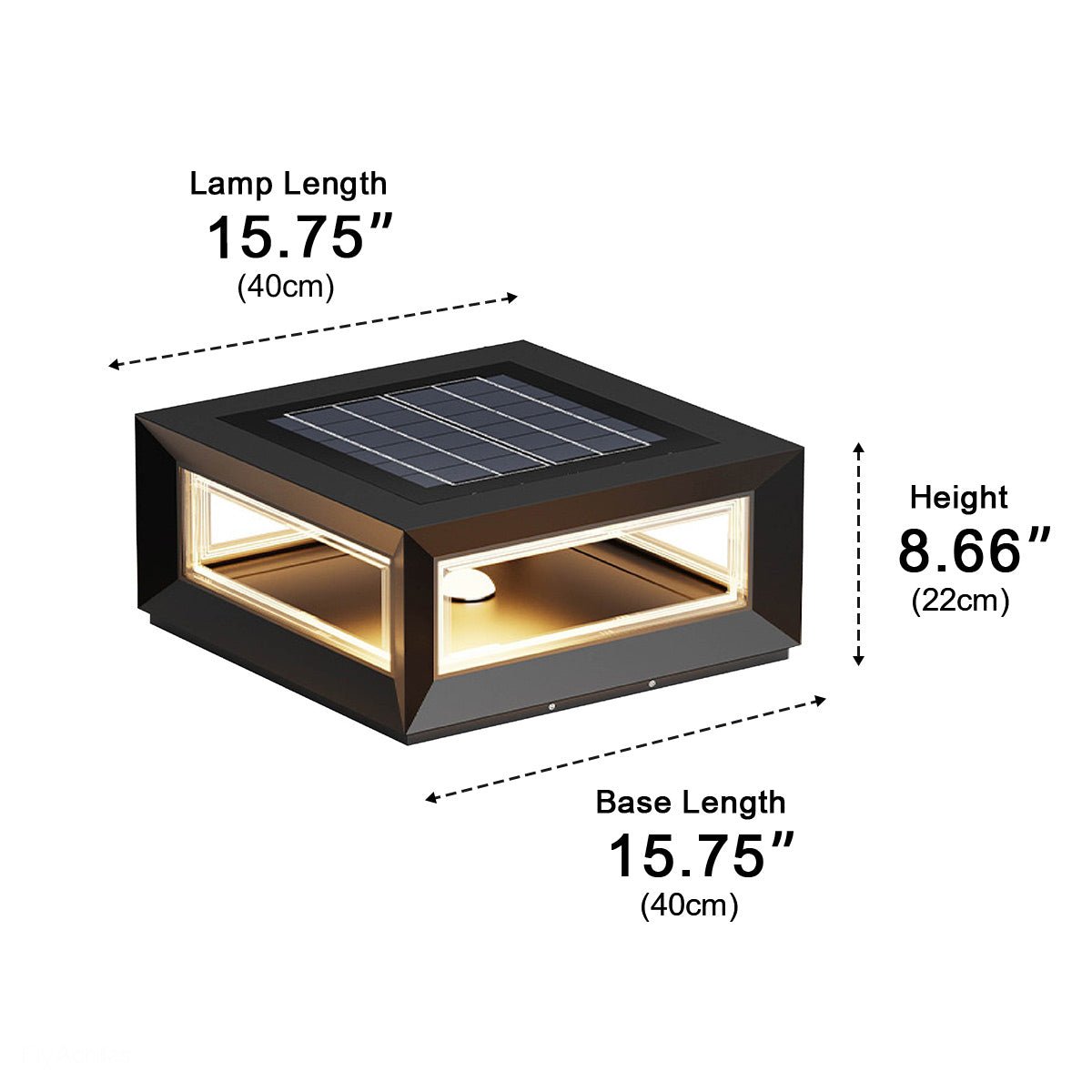 Weather-Resistant LED Column Cap Fixture for Deck Railing Pillars & Pathways – Steel Housing, Choice of Solar or Wired Installation | Thomler