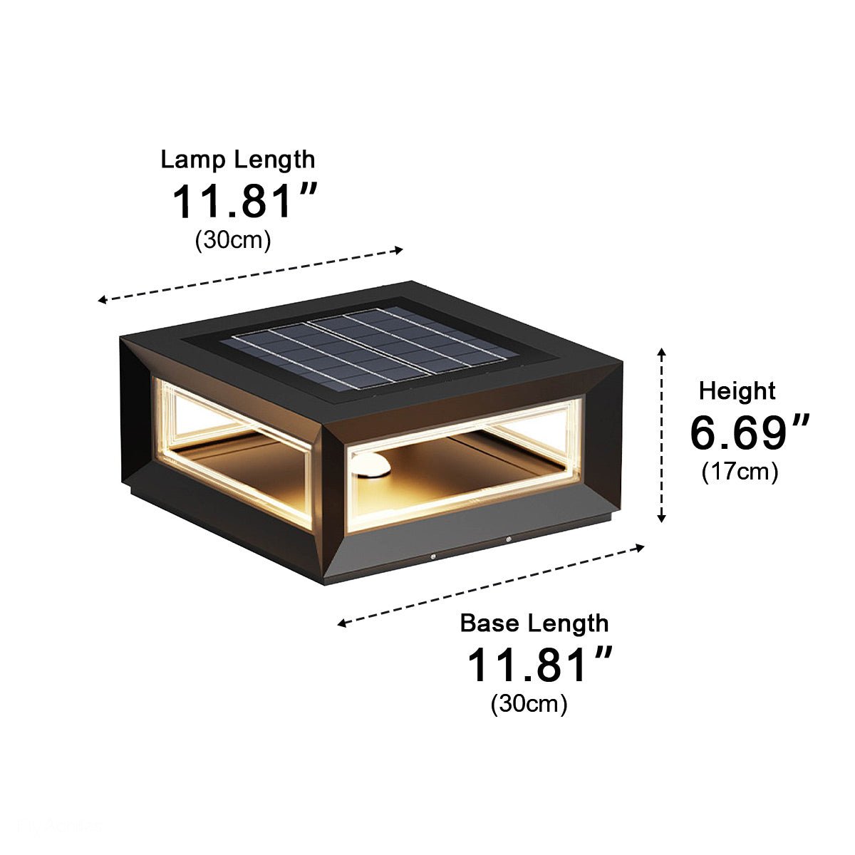 Weather-Resistant LED Column Cap Fixture for Deck Railing Pillars & Pathways – Steel Housing, Choice of Solar or Wired Installation | Thomler