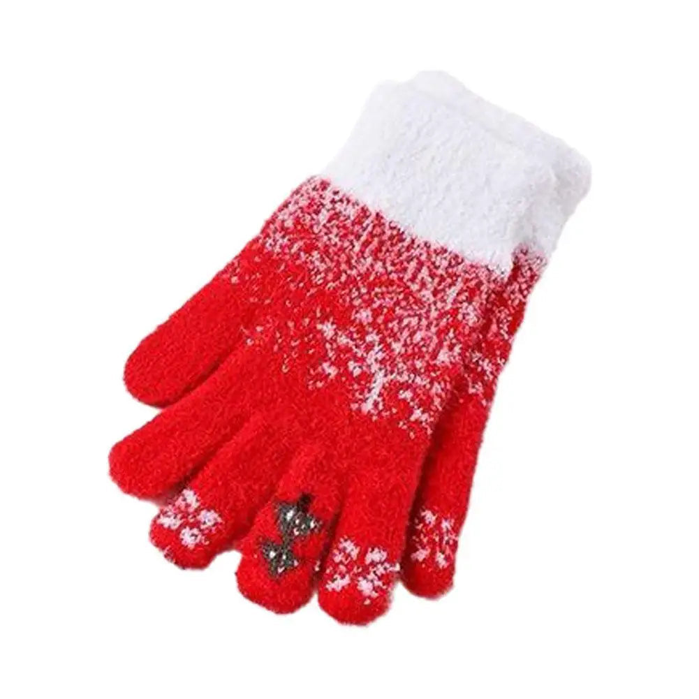 Convertible Mitten Gloves with Fold-Back Finger Covers – Plush Fleece Winter Hand Warmers for Women & Teens – Holiday Embroidered Design | Thomler