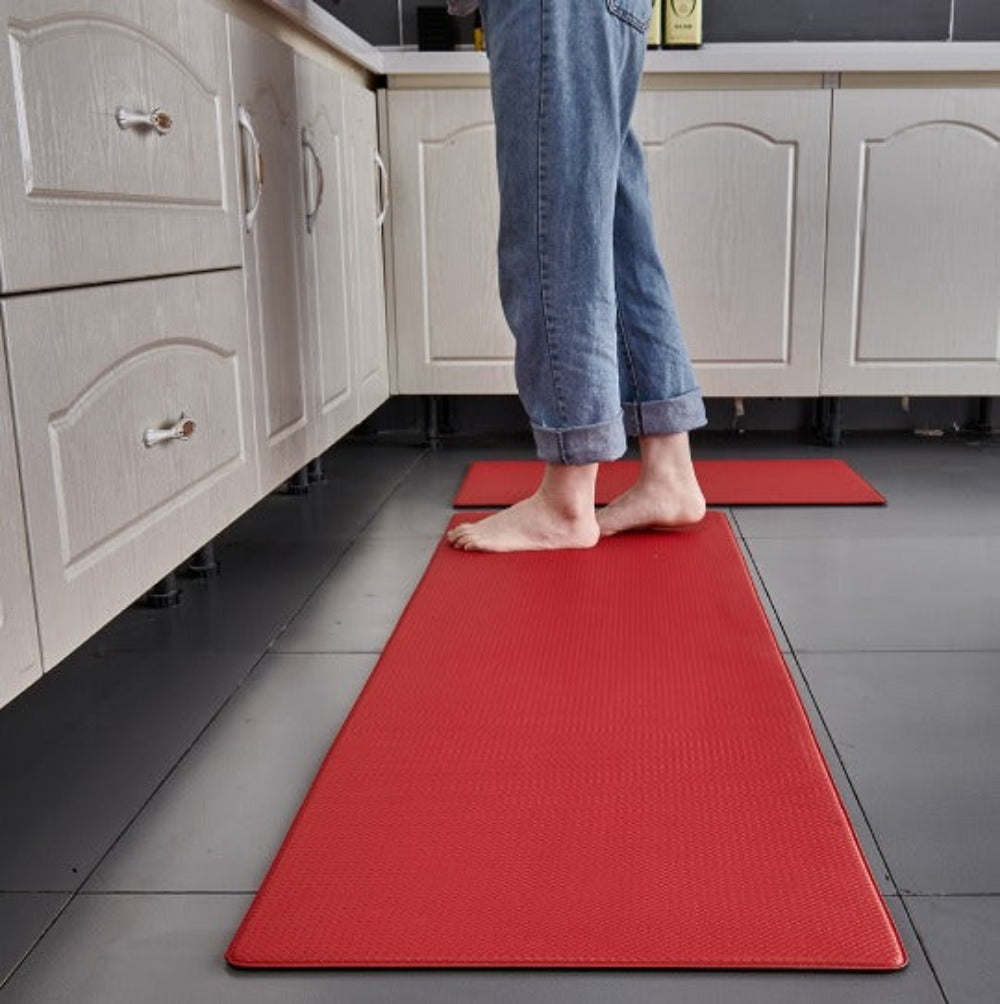 Anti-Fatigue Kitchen Floor Mat - Non-Slip Cushioned Standing Mat for Cooking - Wipe-Clean PVC Runner Rug - 5 Sizes - Red, Green, Black | Thomler