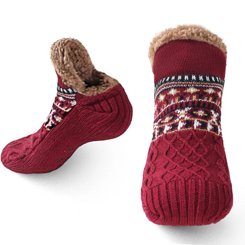 Ultra-Plush Winter Slipper Socks with Anti-Slip Grips – Fleece-Lined Knit House Socks for Cold Floors, Cozy Indoor Footwear for Men & Women | Thomler