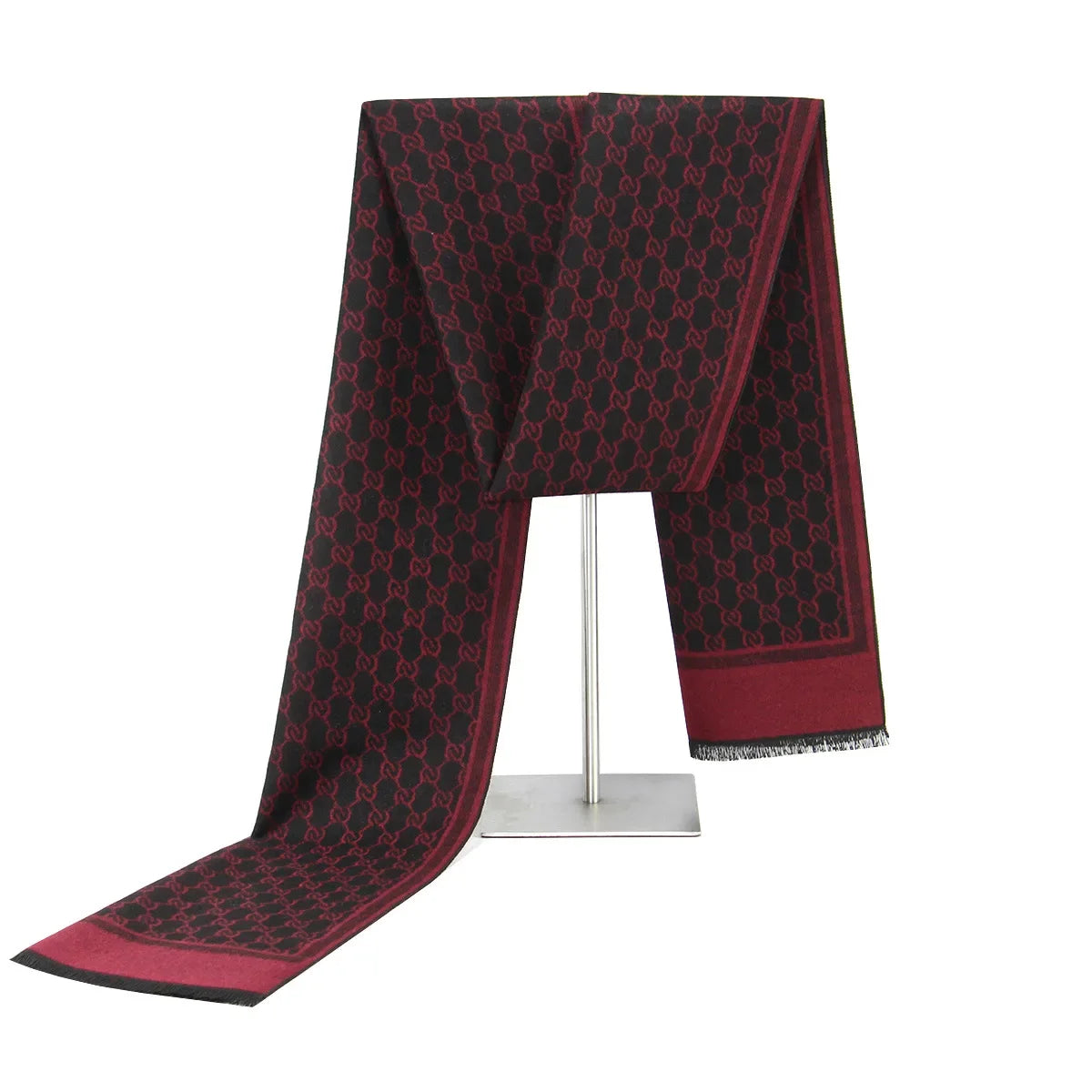 Wool-Blend Letter Print Scarf with Tassels – Warm Soft Wrap for Fall & Winter Outfits | Thomler