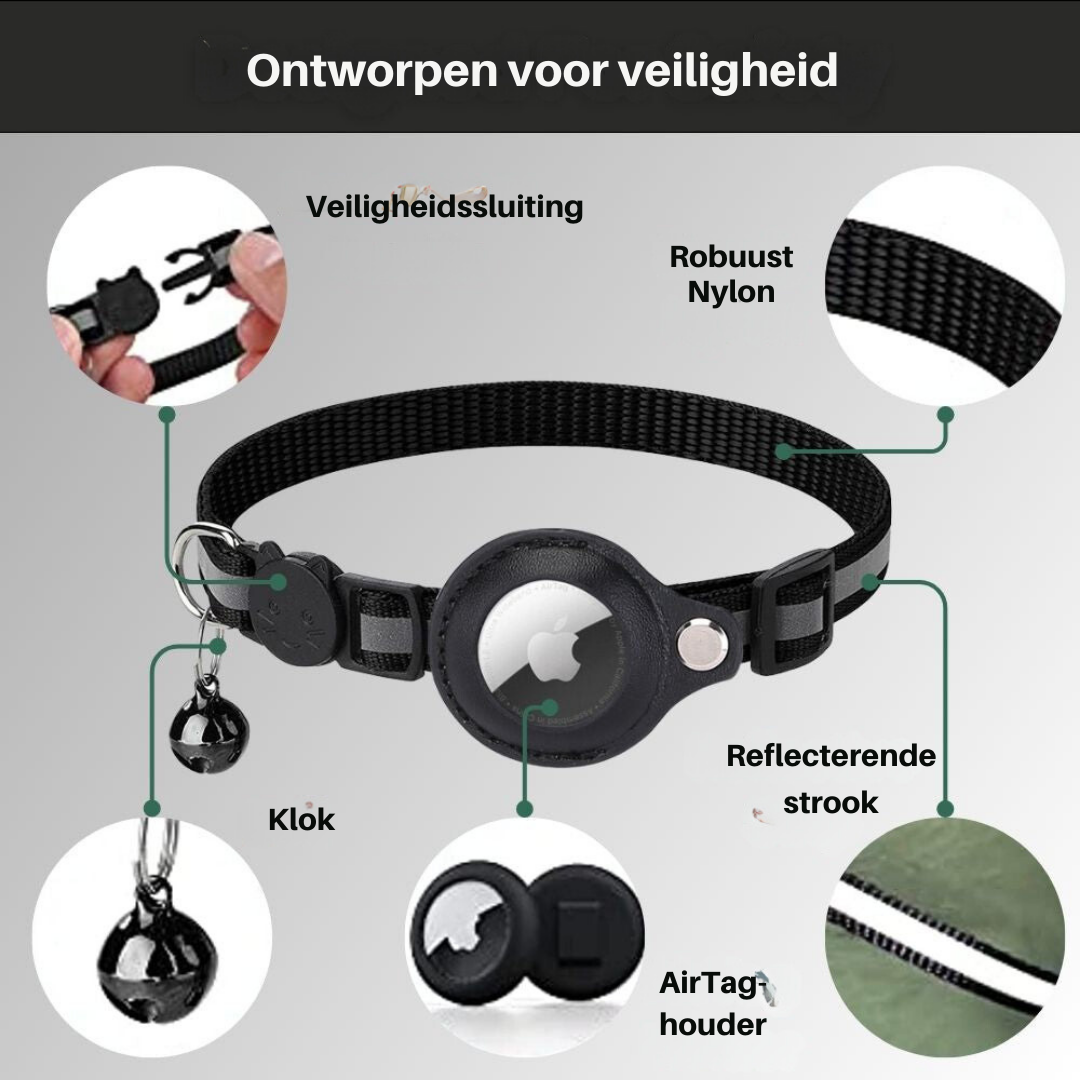 Adjustable Cat Collar with Tracker Pocket & Reflective Stitching for Night Safety | Breakaway Buckle | Thomler