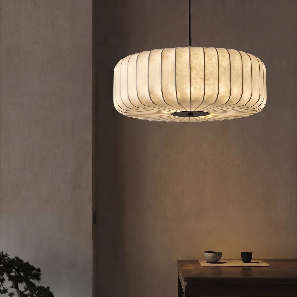 Sculptural Silk Pendant Light Fixture Adjustable Warm White LED – Modern Hanging Ceiling Lamp for Dining Living Room | Thomler