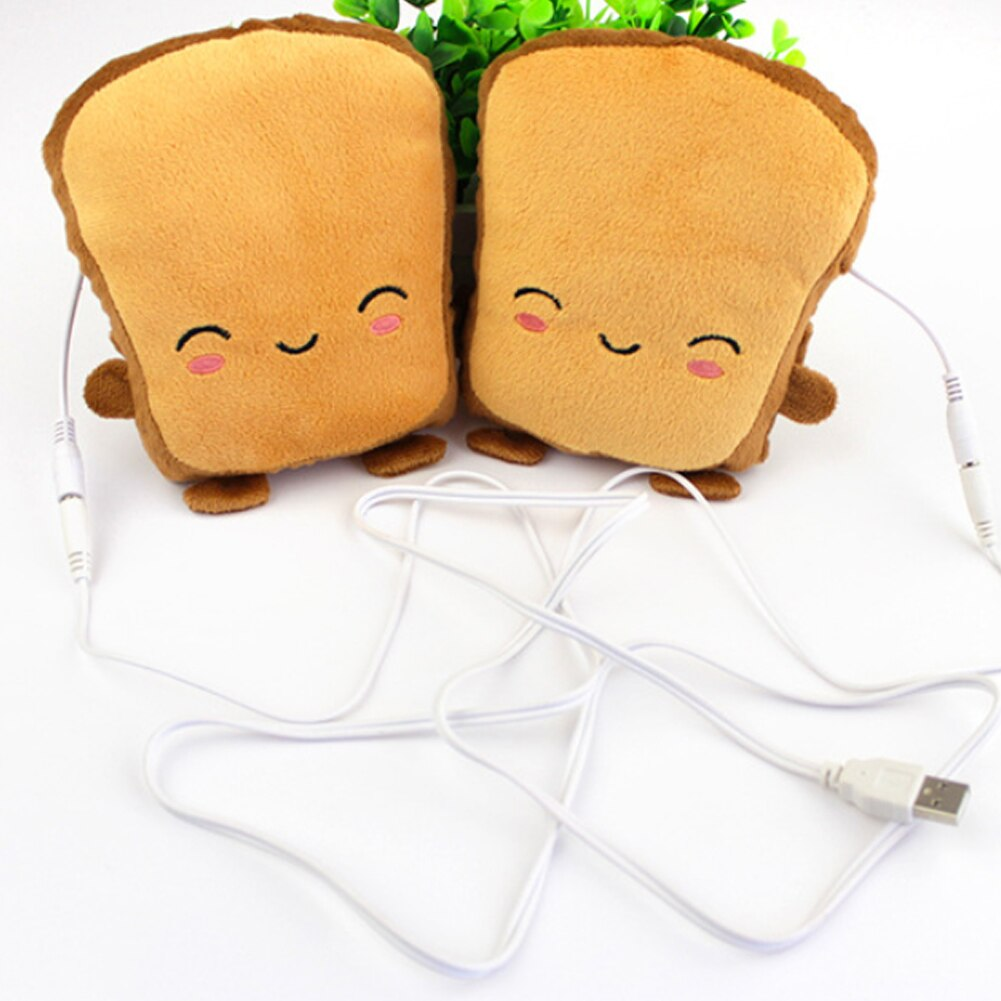 USB Heated Fingerless Gloves - Toast Shape Hand Warmers for Typing & Gaming | Thomler