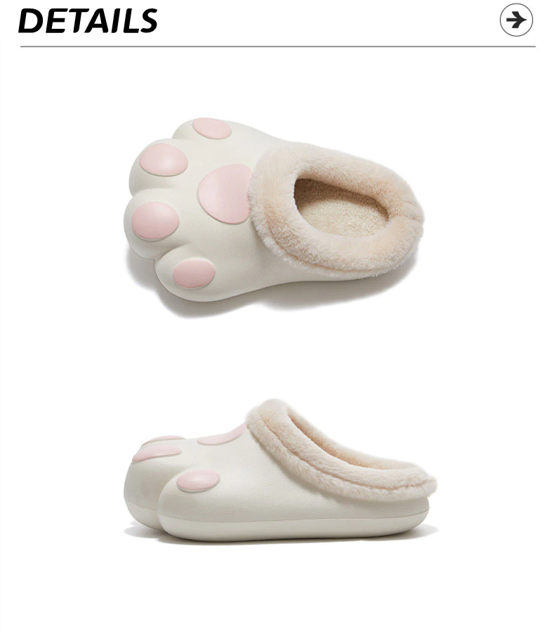 Plush Cat Paw Slippers with Fleece Lining – Cozy Winter House Shoes for Women & Men | Thomler