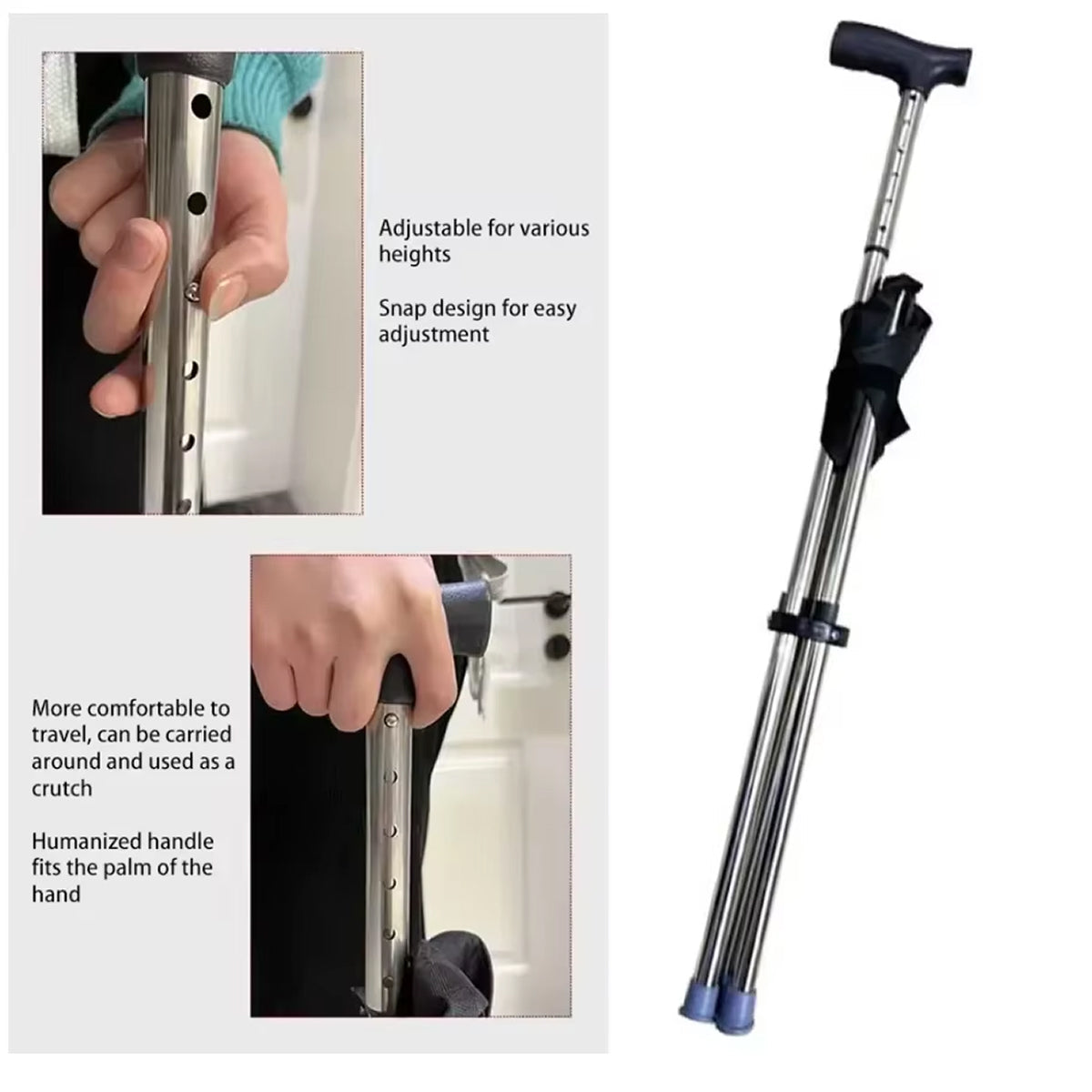 Folding Walking Cane with Built-In Seat – Adjustable Height Mobility Aid & Portable Stool for Seniors, Travel & Outdoor Use | Thomler