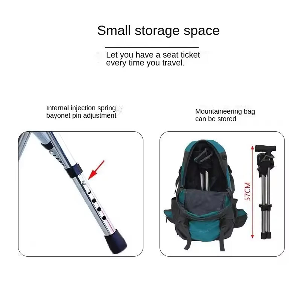 Folding Walking Cane with Built-In Seat – Adjustable Height Mobility Aid & Portable Stool for Seniors, Travel & Outdoor Use | Thomler