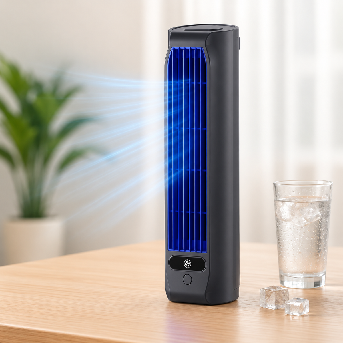 Compact Personal Cooler – Rechargeable Portable Cooling Fan with USB Charging, Bladeless Design, Wall Mountable, 2000 mAh Battery for | Thomler