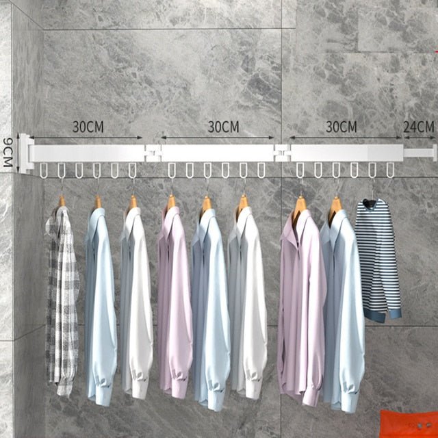 Wall-Mounted Folding Laundry Drying Rack with Rotating Rods for Bathroom, Closet & Small Space Organization | Thomler