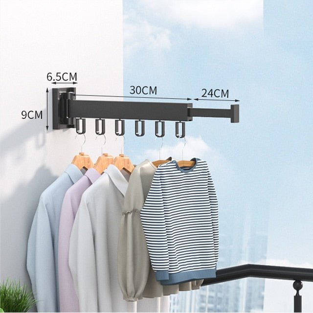 Wall-Mounted Folding Laundry Drying Rack with Rotating Rods for Bathroom, Closet & Small Space Organization | Thomler