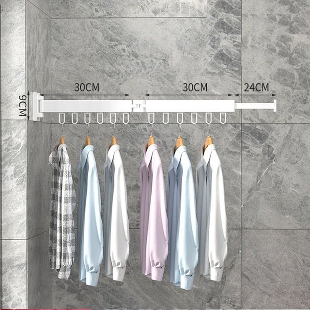 Wall-Mounted Folding Laundry Drying Rack with Rotating Rods for Bathroom, Closet & Small Space Organization | Thomler