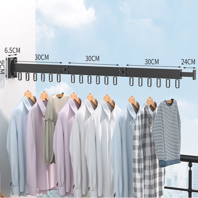 Wall-Mounted Folding Laundry Drying Rack with Rotating Rods for Bathroom, Closet & Small Space Organization | Thomler
