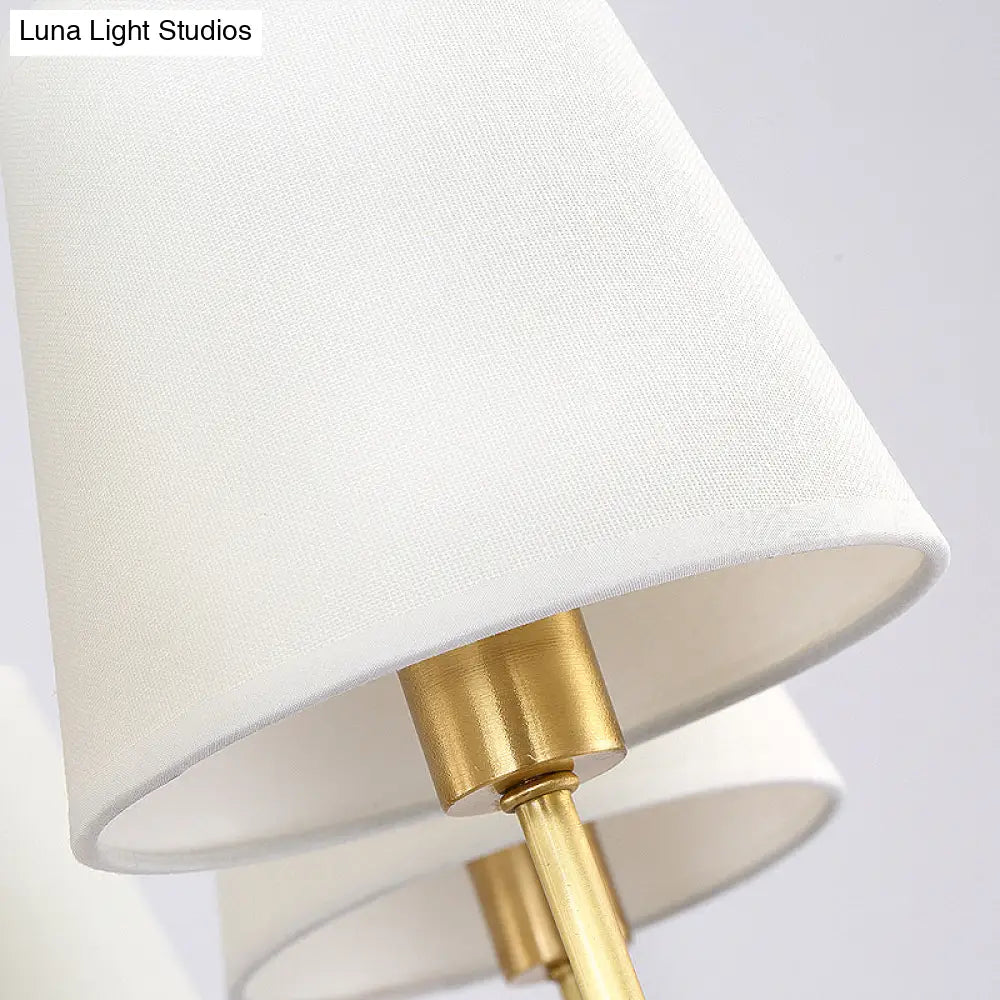 Fabric Cone Wall Sconce Single or Double Light Fixture Gold Metal Finish for Bedroom Living Room Hallway Entryway Traditional Home Lighting | Thomler