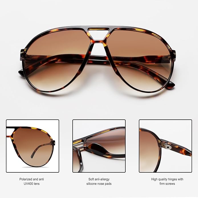 Square Aviator Sunglasses UV400 Protection Unisex Lightweight Retro Eyewear for Men Women Outdoor Beach Driving Everyday Style | Thomler