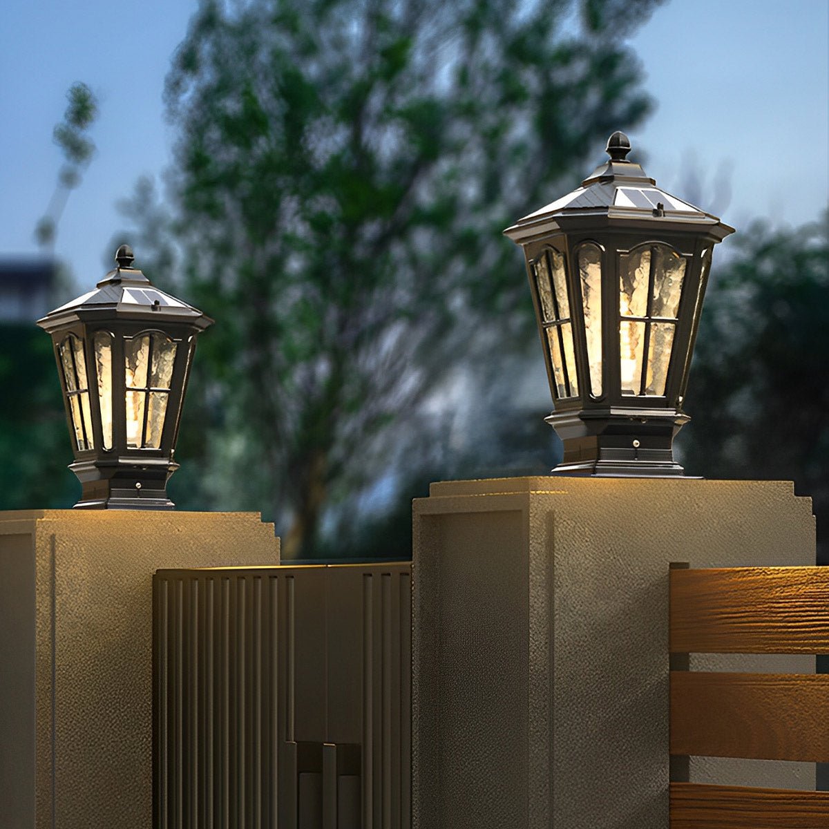 Outdoor Lantern Cast Aluminium 43.0 cm Bronze Garden Driveway Solar Fence Post Light Waterproof LED | Thomler