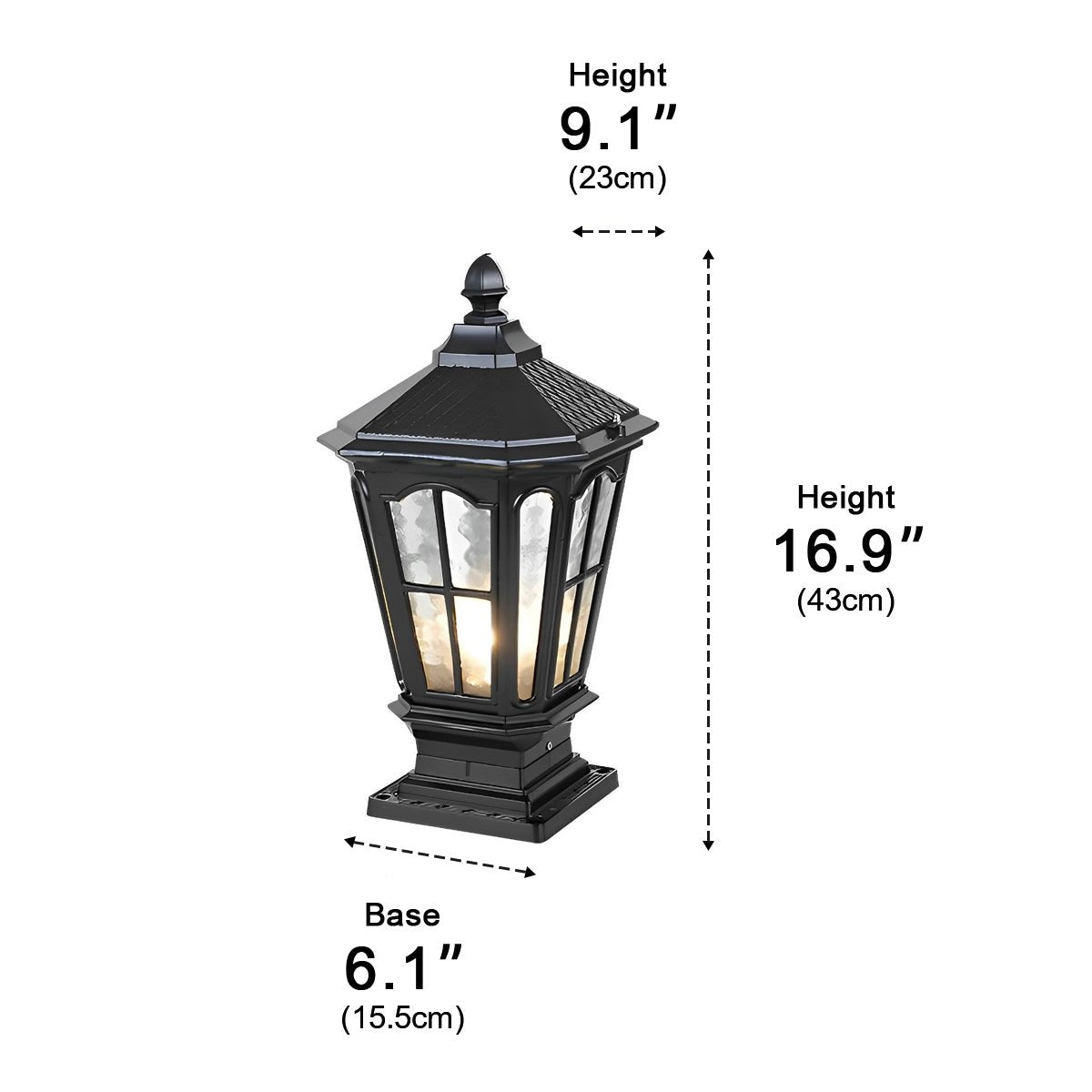 Outdoor Lantern Cast Aluminium 43.0 cm Bronze Garden Driveway Solar Fence Post Light Waterproof LED | Thomler