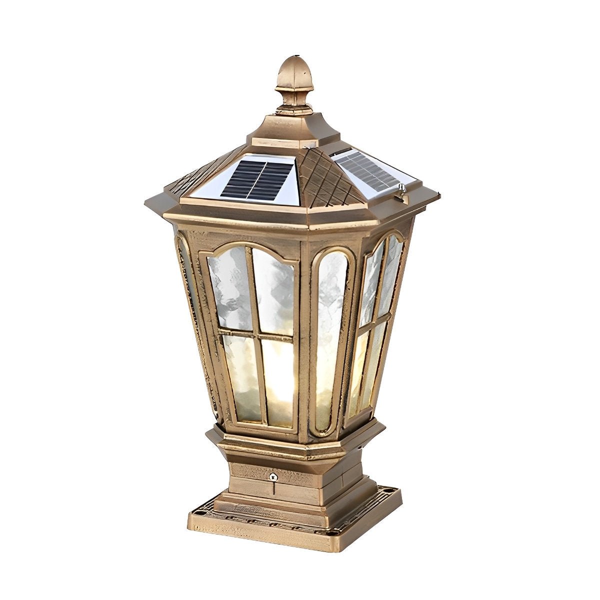 Outdoor Lantern Cast Aluminium 43.0 cm Bronze Garden Driveway Solar Fence Post Light Waterproof LED | Thomler