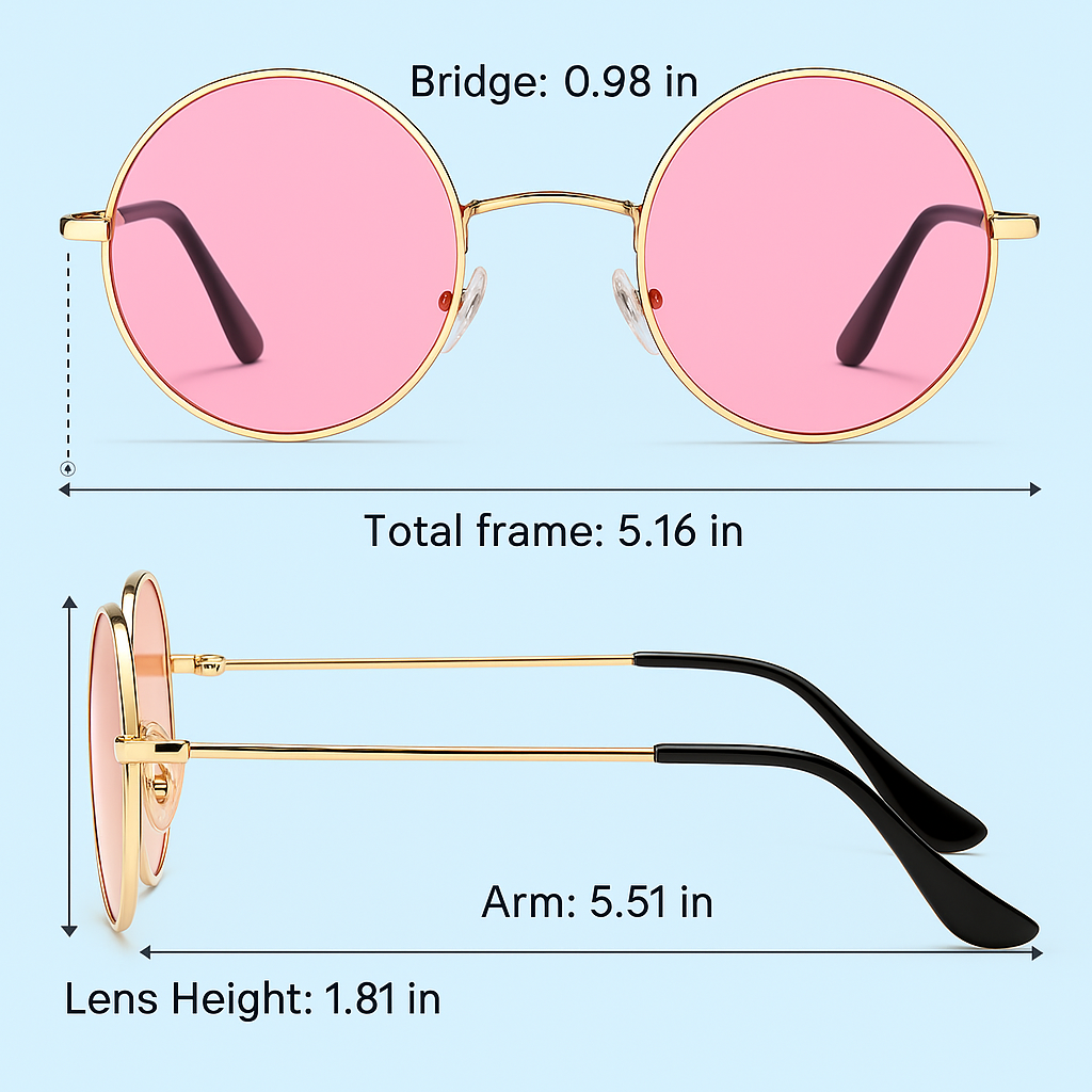 Circle Frame Polarized Sunglasses Anti-Glare UV Protection Vintage Round Eyewear for Outdoor Beach Festival Everyday Wear Men Women | Thomler