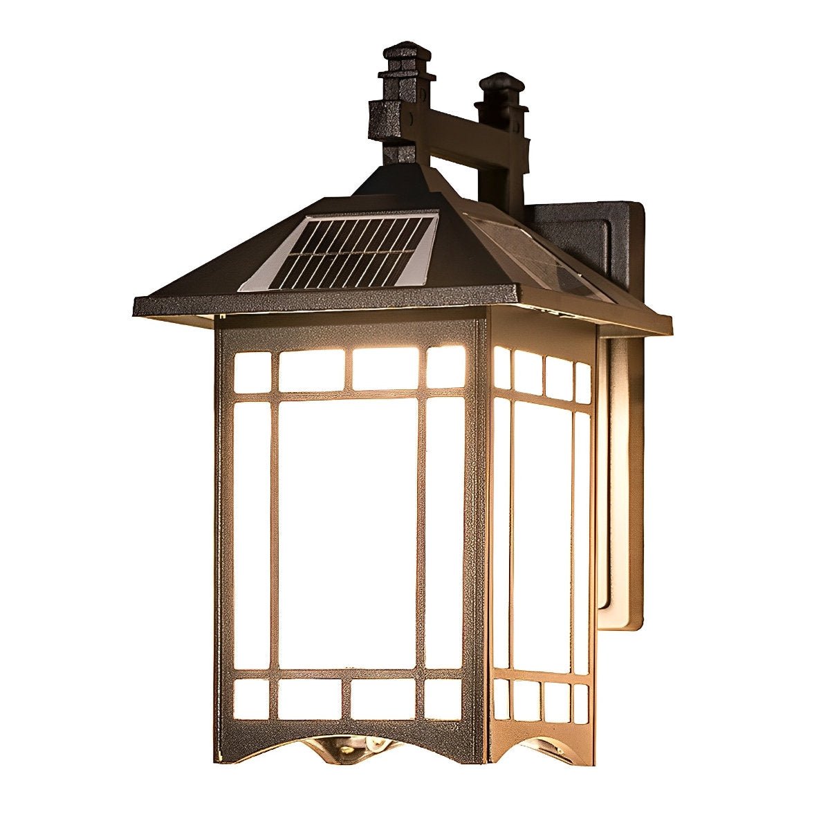 Wall Lamp Cast Aluminium 34.0 cm Black Outdoor Solar Patio Lantern Waterproof Garden Sconce With Remote Control | Thomler