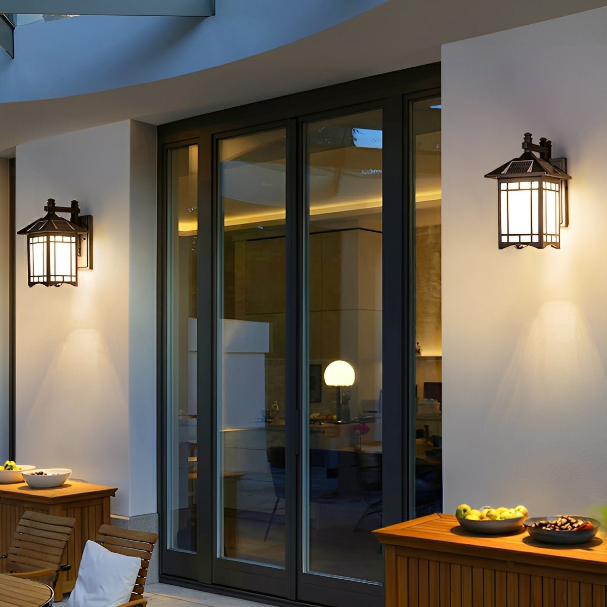 Wall Lamp Cast Aluminium 34.0 cm Black Outdoor Solar Patio Lantern Waterproof Garden Sconce With Remote Control | Thomler