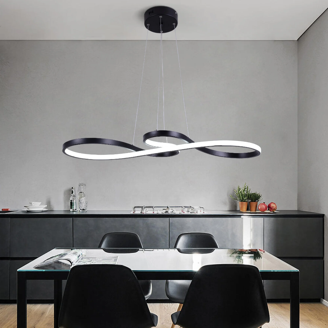 Pendant Light Aluminium LED Rings 95.0 cm Gold Dimmable Dining Room Living Room Hanging Ceiling Lamp Remote Control | Thomler