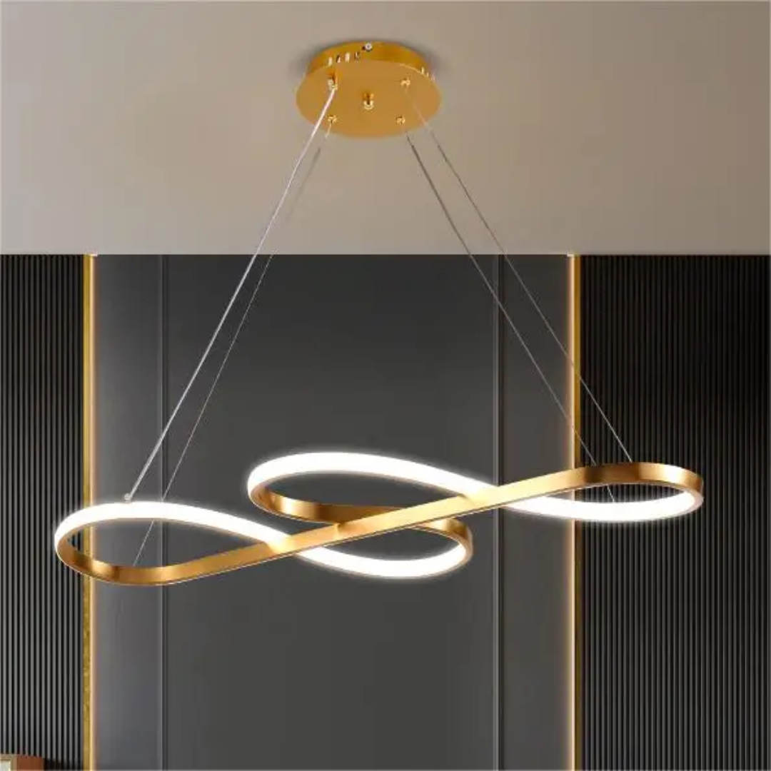 Pendant Light Aluminium LED Rings 95.0 cm Gold Dimmable Dining Room Living Room Hanging Ceiling Lamp Remote Control | Thomler