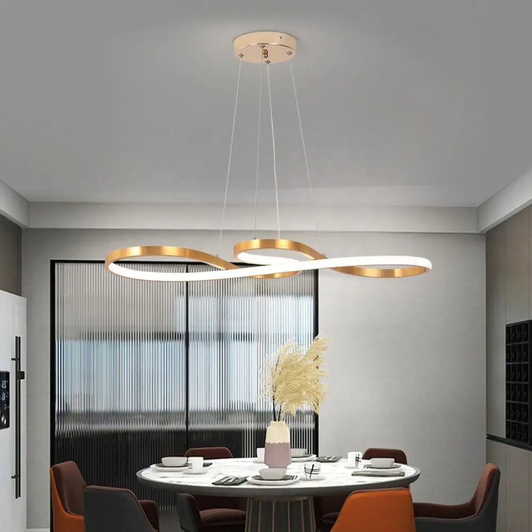 Pendant Light Aluminium LED Ring 95.0 cm (37.4") Black Dining Room Dimmable Remote Control Hanging Ceiling Light | Thomler