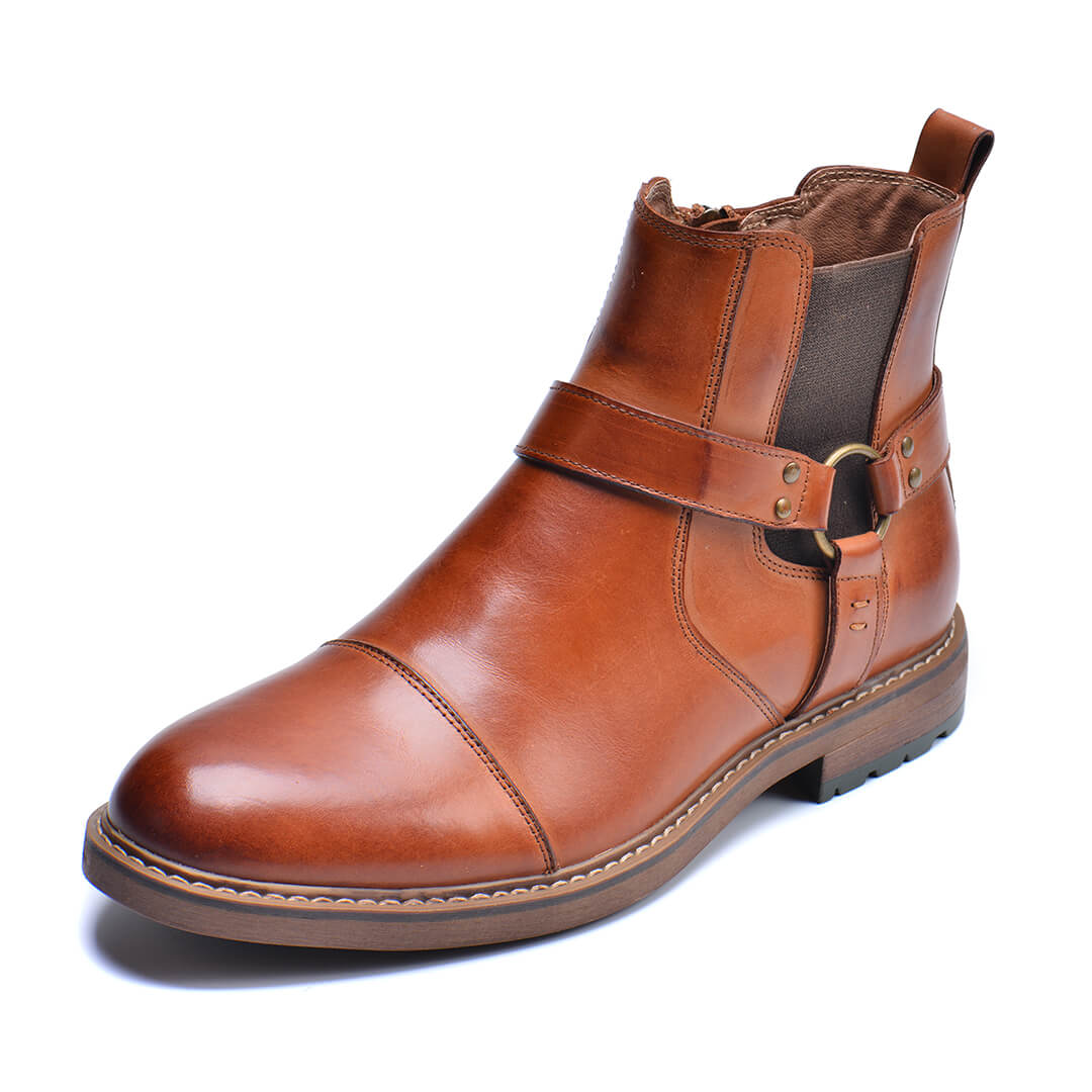 Men's Vintage Motorcycle Leather Boots – Lace-Up Ankle Boots with Sturdy Sole for Riding, Work & Everyday Wear – Moto-Inspired Footwear | Thomler