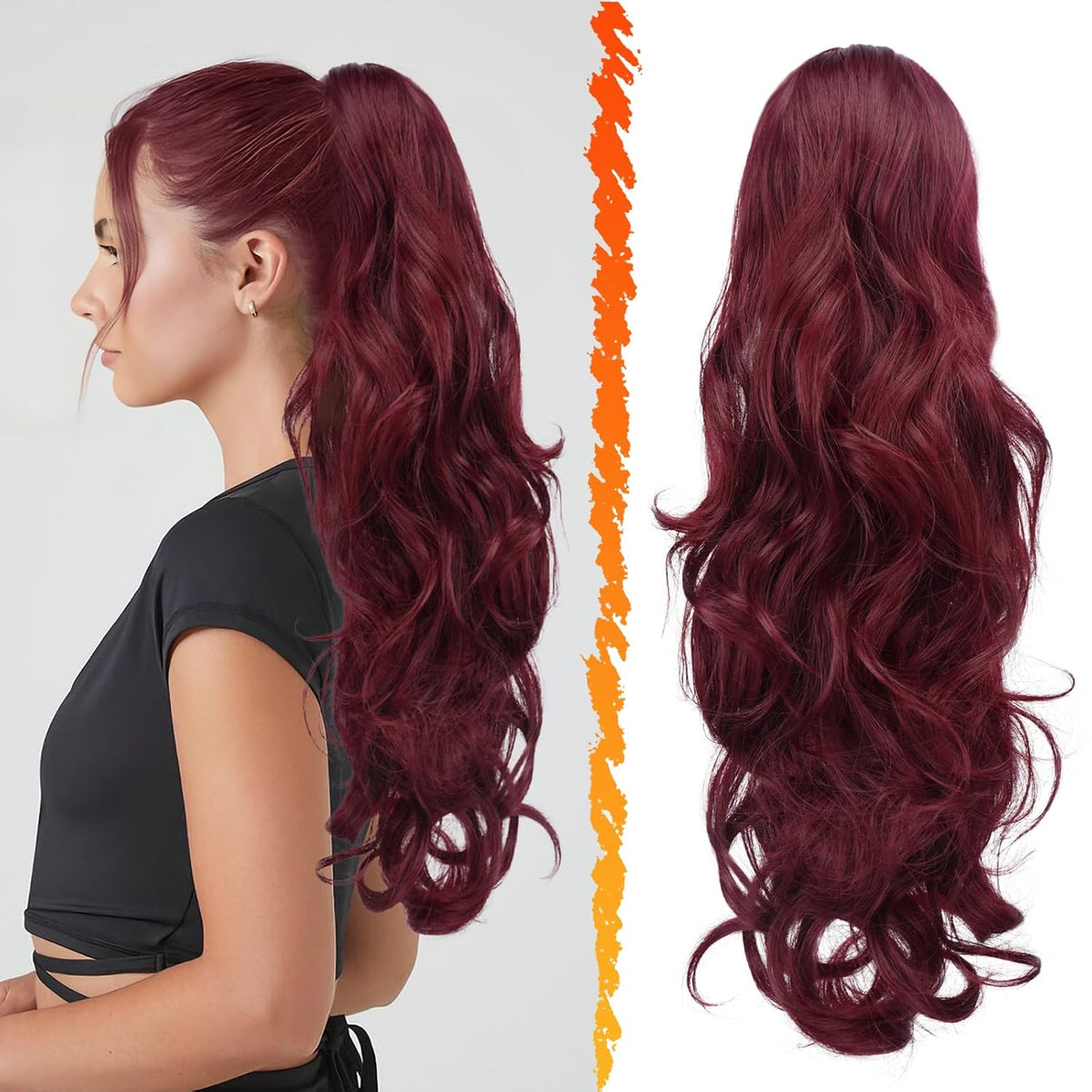 22-Inch Clip-On Ponytail Hair Extension for Instant Volume & Length – Synthetic Fiber, Heat-Safe, Secure Wrap Tie – for Everyday or | Thomler