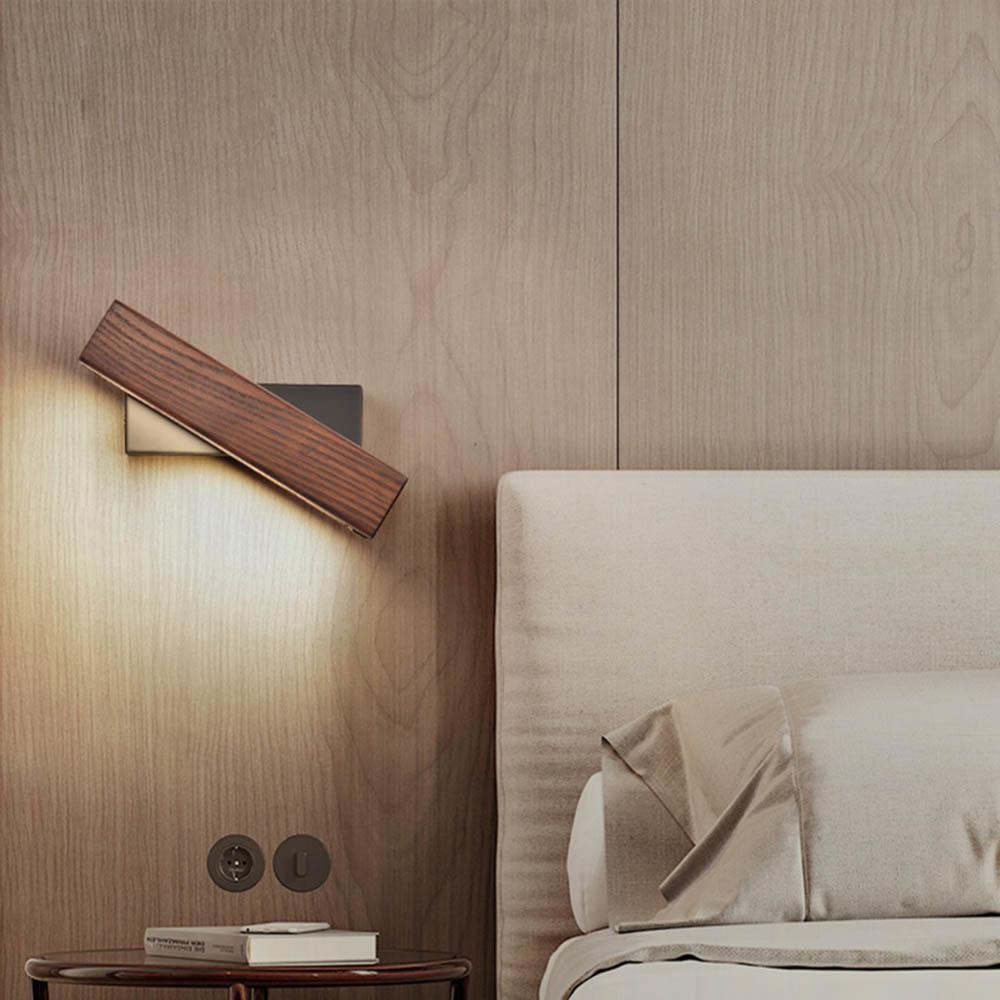 Wall Lamp Wood LED 180° Rotating Warm Light Bedroom Hallway Reading Accent Lighting Scandinavian Indoor Fixture | Thomler