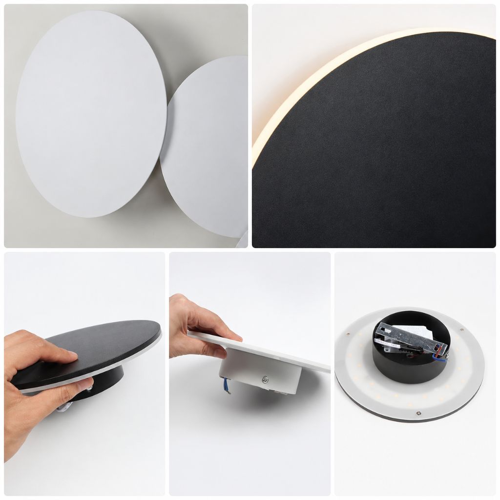 LED Circular Wall Sconce with Backlight Halo – Aluminum & Acrylic Fixture for Hallway, Bedroom, Living Room | Modern Indoor Lighting | Thomler